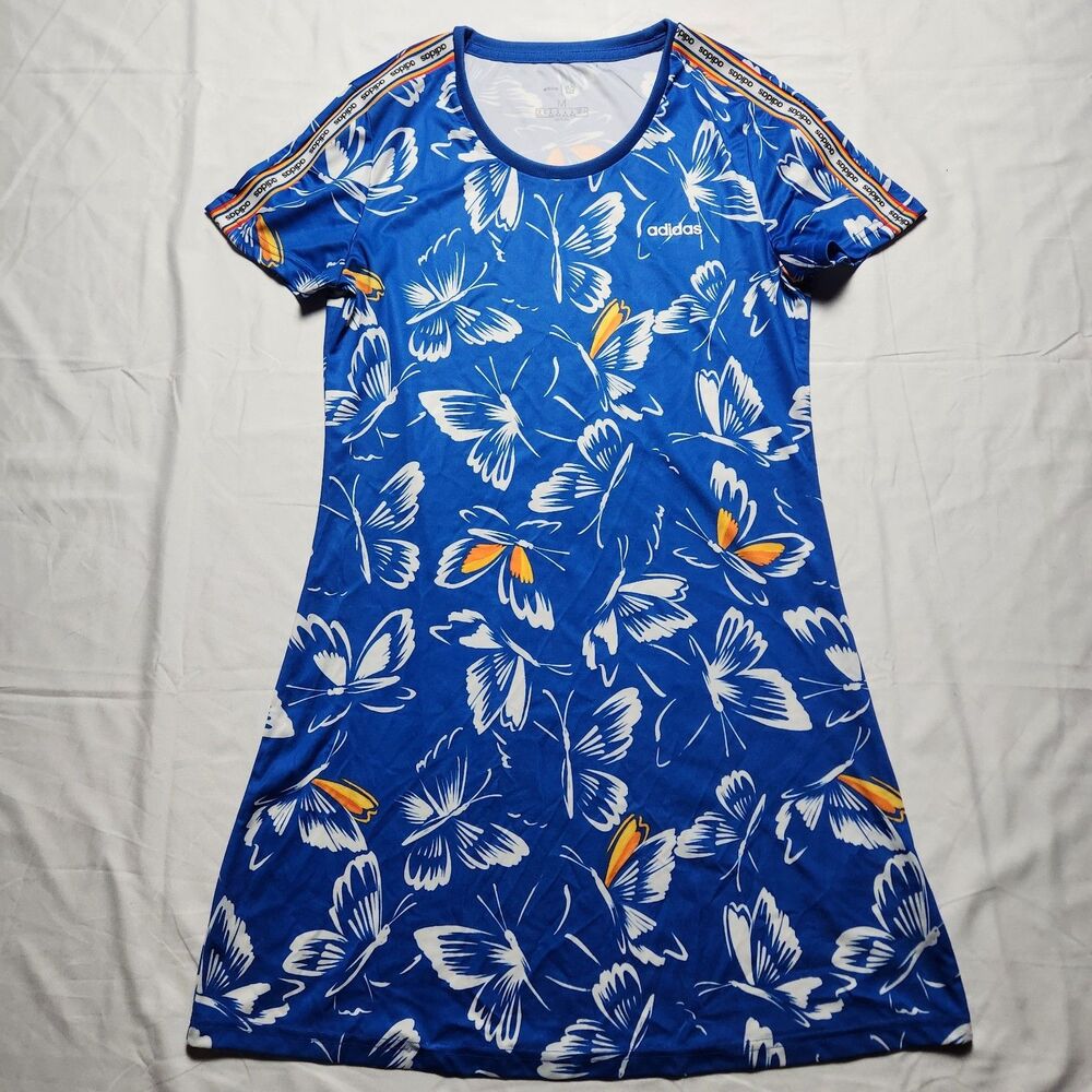 Adidas Farm Rio Womens Medium Butterfly Short Sleeve Mini Dress Blue